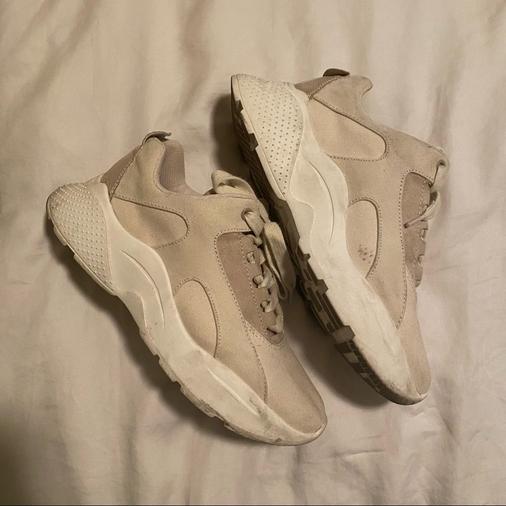 cream colored chunky platform sneakers